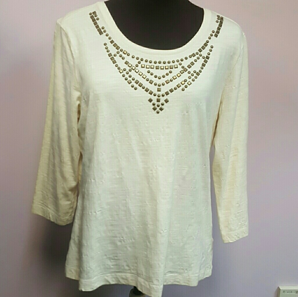 Zenergy creme 3/4 sleeve top